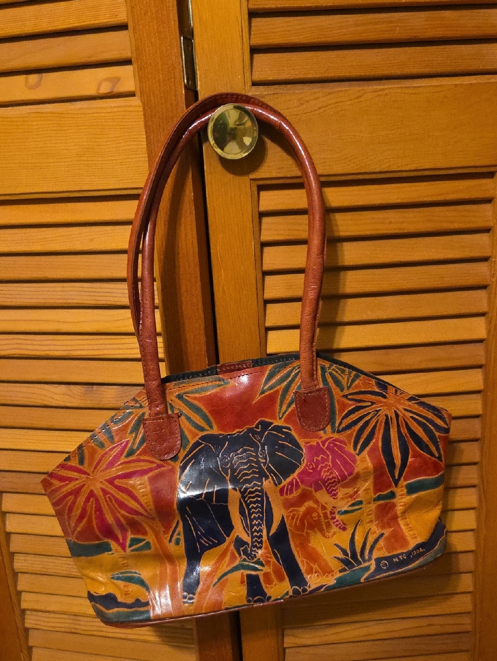 Vintage MTC 1992 Elephant Motif Leather Tote Bag - Picture 8 of 8